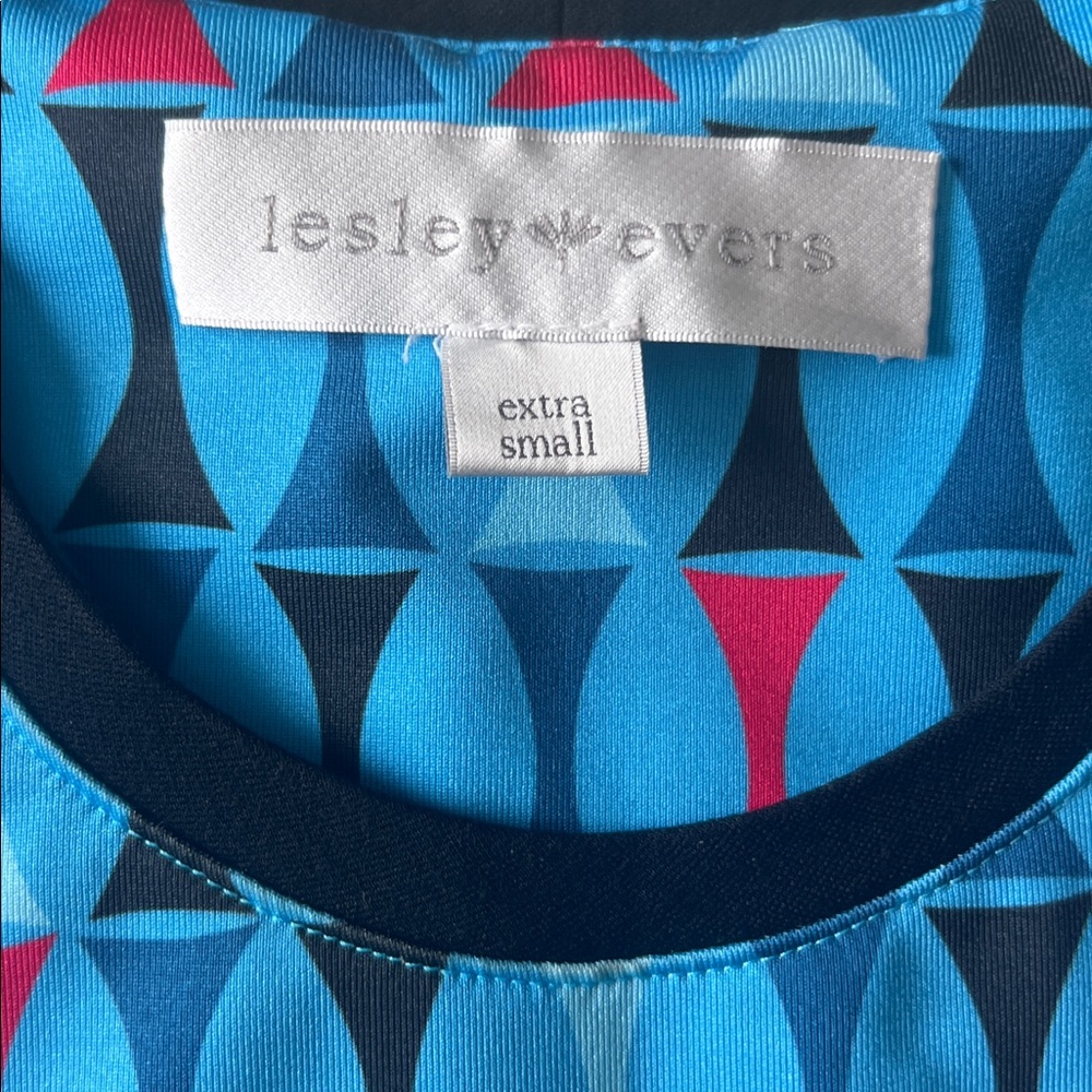 Lesley Evers Retro Mod Dress Stretch Pop Art 60s- Made in USA Sz XS - Picture 5 of 9